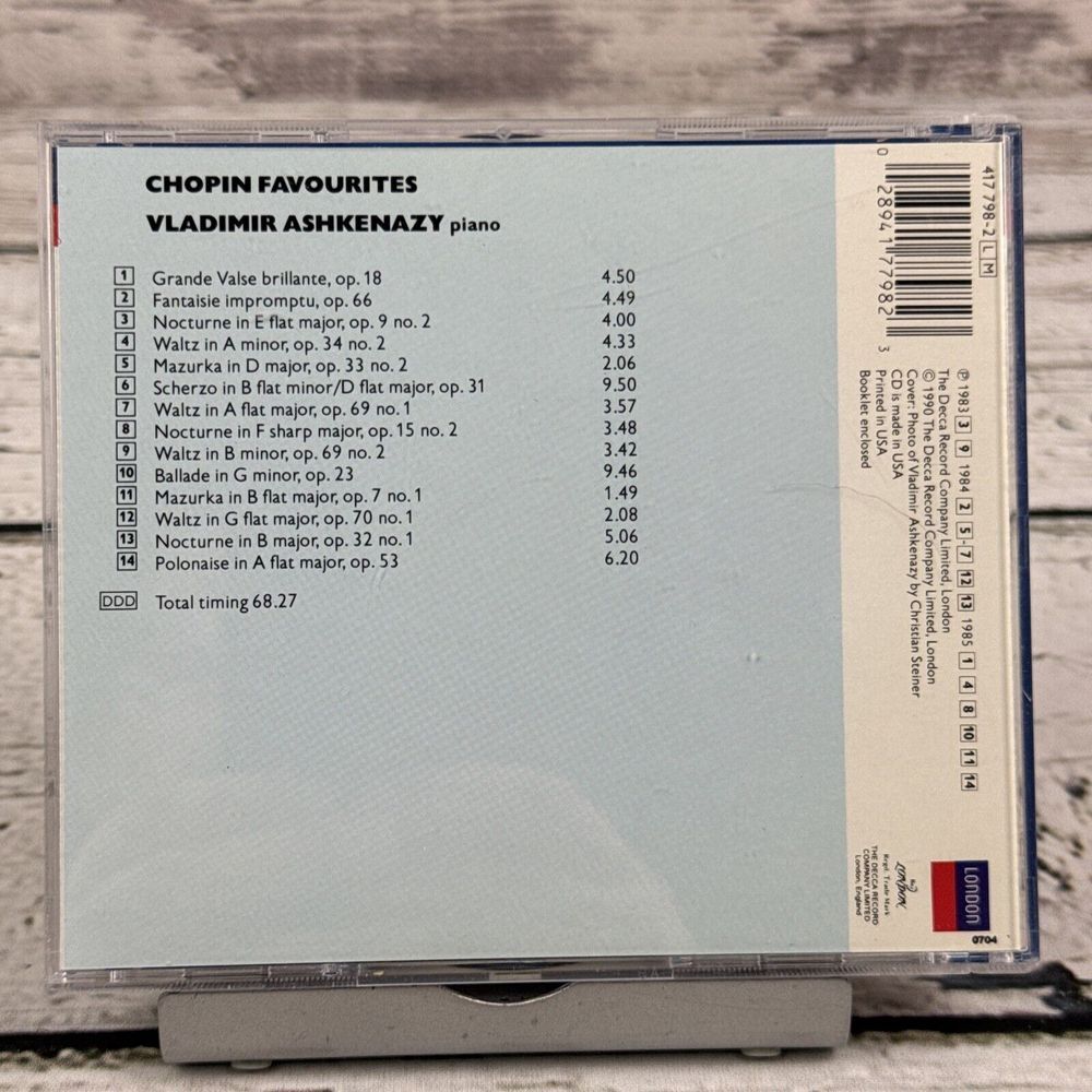 Chopin Favourites Vladimir Ashkenazy London‎ Jubilee Digital [1990 CD] Classical - Picture 2 of 4